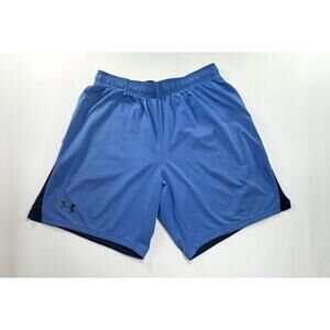 Under Armour Elastic Drawstring Athletic Shorts Blue Mens L